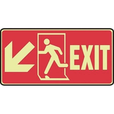 Accuform Exit Sign, Glow Plastic, 10 in W, 7 in H MLEX512GP